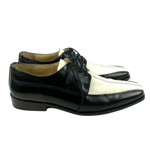Fortune From Liberty Mens Black White Leather Oxford Shoes 10.5 Retro Rockabilly - Picture 7 of 12